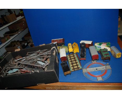 A vintage '0' gauge model Railway with tinplate track, wagons, Lima locomotive, etc.