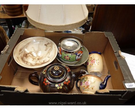 A quantity of china to include a Carltonware metal lidded water jug with matching teapot, a Ruri china biscuit barrel a/f, st