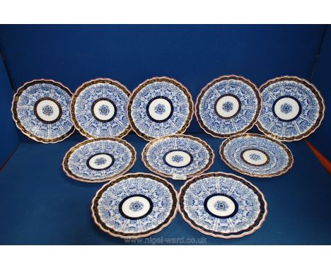 Ten 19th c. Royal Worcester impressed mark dessert [Plates, retailed by Mortlock of Oxford Street, some gilt rubbing, in Roya