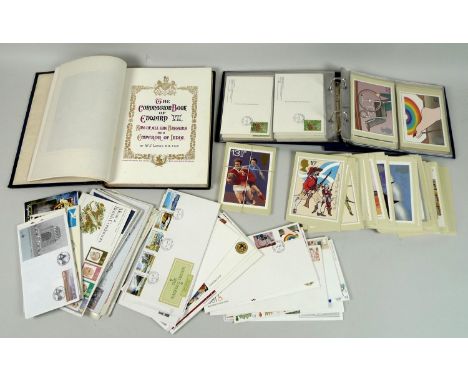 A collection of stamps, three albums of international stamps including some Russian and Asian, First Day Covers and First Day