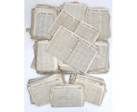 A large collection of Victorian and later editions of The Lincoln, Rutland and Stamford Mercury newspaper, including 1840's, 