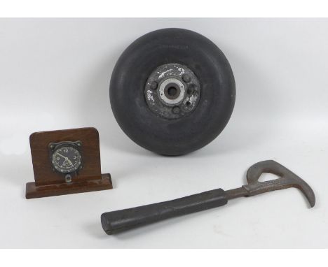 A WWII Luftwaffe instrument control panel clock, stamped internally J30BZ for Jurghans,  with number to lower lug, 69065 indi