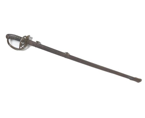 A Victorian Shropshire Light Infantry sword and scabbard, by Gardiner and Co., with engraved blade and wired shagreen grip, b