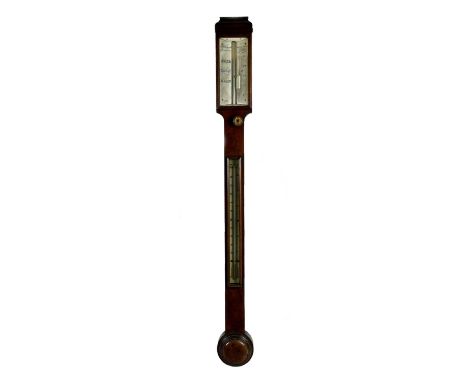 19th Century Green & Gilt, Carved Thermometer Over Barometer, Circa 1850