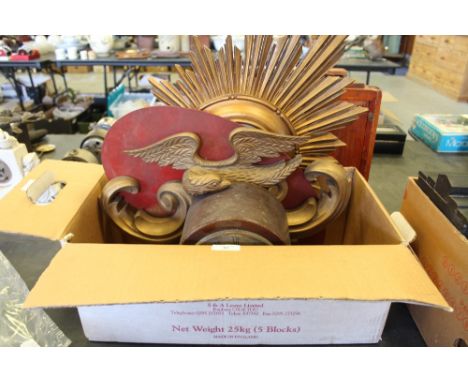 Gilt Starburst Clock, Mantel Clock etc