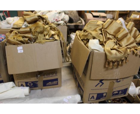 2 Boxes of Gold Curtains & Pelmets