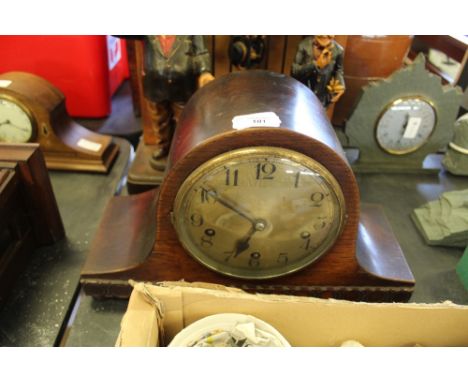 1930s Oak Chiming Domed Mantel Clock