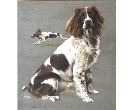 Sam Marriott, Meg, portrait of a Springer Spaniel, signed and dated '83, ,mixed media, 34cm x 31cm.