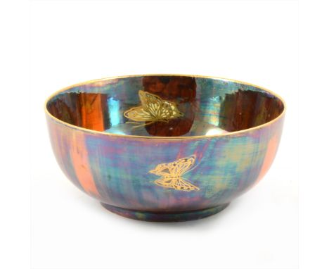 Wilkinson Pottery butterfly lustre bowl, 19cm diameter.