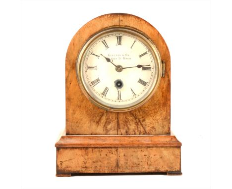 A Victorian walnut cased mantel clock, signed Kleyser &amp; Co., timepiece movement, 25cm.