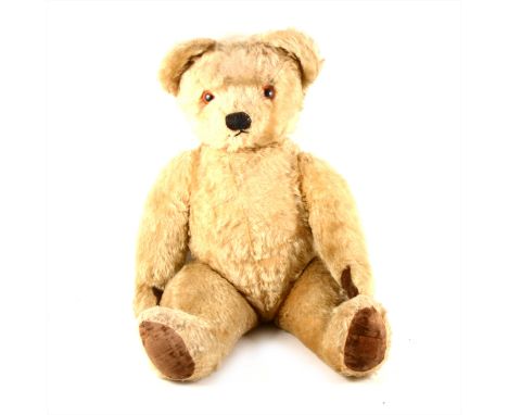 Large Chad Valley plush teddy bear, jointed limbs, 60cm.