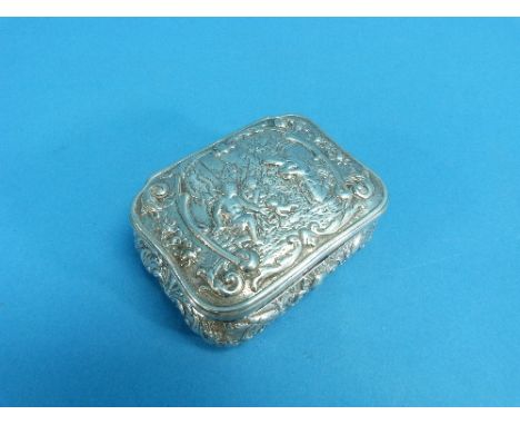 A late 19thC Dutch silver Snuff Box, London import marks for 1899, of shaped rectangular form, the sides with scrolling folia