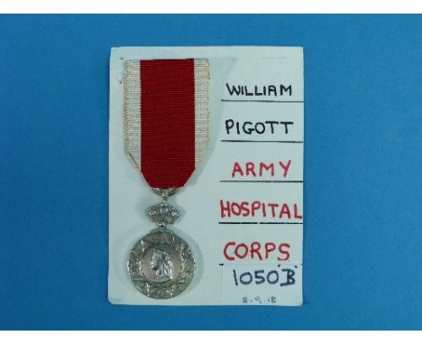 Abyssinian War Medal, 1869, awarded to Wm. Pigott. Army Hospt'l Corps., embossed on reverse.