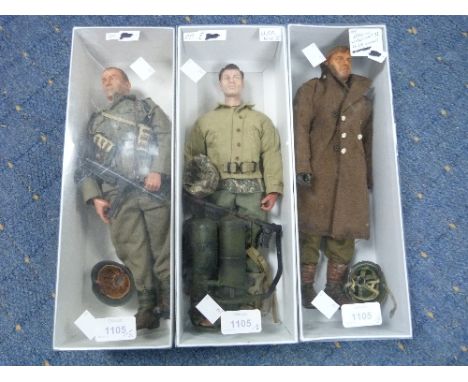 A Group of Three Dragon Military Figures 1/6th scale, including American GI, American infantry flame thrower and German infan