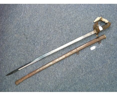 A George V military Officer's Sword, by Henry Wilkinson, Pall Mall, London, the engraved blade with crowned monogram and bugl