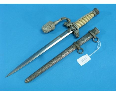 A W.W.2 period Nazi Germany Army Officer's Dagger, maker marked to AWS Alcoso of Solingen, with scabbard and knot, ivory colo