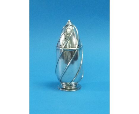 H.G. Murphy; A Falcon Studio silver Sugar Caster, hallmarked London, 1929, of shaped conical form with swirling reeded decora