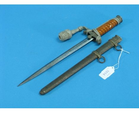 A W.W.2 period Nazi Germany Army Officer's Dagger,  maker marked to Puma of Solingen, with scabbard and knot, mustard coloure