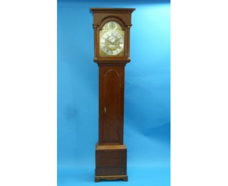 James Bowra, Sevenoaks, A Georgian oak 8-day longcase clock with two-weight movement striking on a bell, the brass dial with 