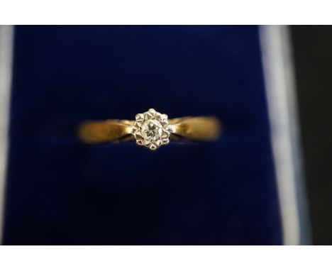 18ct Gold solitaire diamond ring Size N 