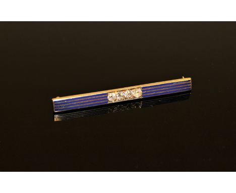 An Art Deco diamond and enamel bar brooch