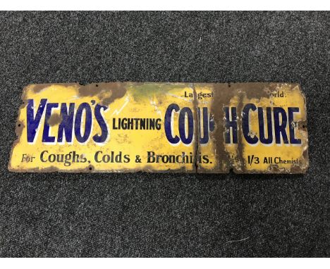 A vintage enamelled sign - Venos Lighting Cough Cure 