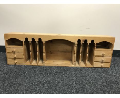 A pine correspondence shelf fitted six drawers 