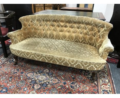 A Victorian mahogany button back settee, width 160cm 