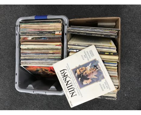 Two boxes of LP records mainly classical on HMV and Decca labels 