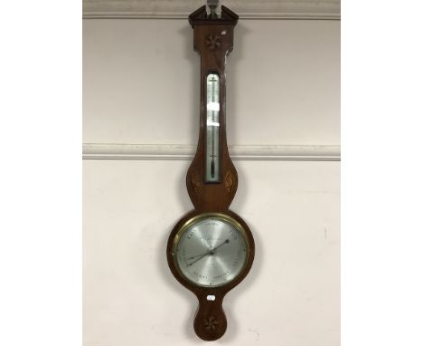 A nineteenth century inlaid mahogany barometer by Lombardini