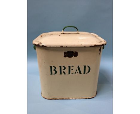 An enamel bread bin 