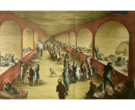 Edward Ardizonne, 'Shelter Scene', colour lithograph poster, (A/F), (unframed).