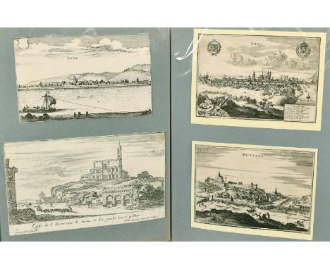 A folio of Old Master engravings of Continental City views and other later prints and sketches, various sizes (Q).