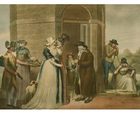 J. R. Smith, A hand coloured print, 'The Chalybeate Well at Harrogate', published 1796, 16" x 20".