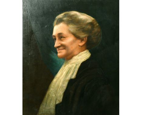 Late 19th Century bust length portrait of a lady, oil on canvas, 25" x 21", unframed.