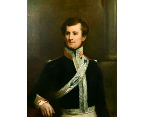 19th Century School, a half-length portrait of a military gentleman, oil on canvas, 36" x 28".