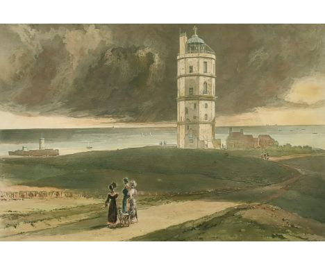 William Daniel (1769-1837) British, 'North Foreland Light House', hand coloured aquatint, 9" x 12", in a maple veneered frame