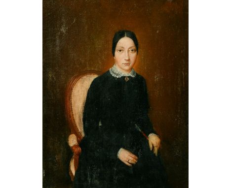 19th Century French School, Portrait of a lady in an armchair, oil on canvas, 14.5" x 11.5".