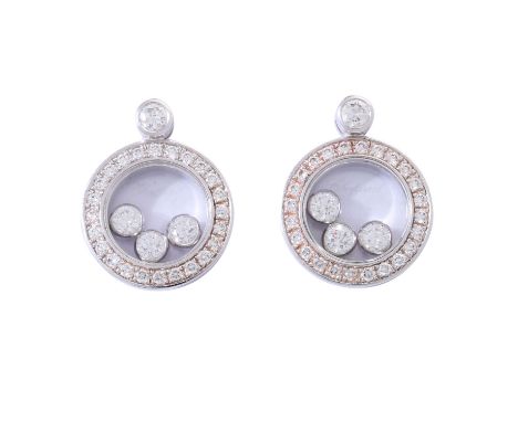 CHOPARD Ohrringe "Happy Diamonds" mit Brillanten zus. ca. 0,5 ct, sehr gute Farbe und Reinheit, NP: ca. 8.000 €, WG 18K, 7,1 
