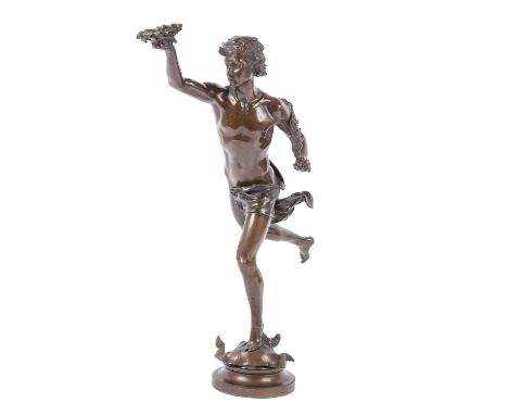 GERMAIN, JEAN-BAPTISTE (1841-1910) "Allegorie des Sieges" Bronze, sig., auf konischer und profilierter runder Bronzeplinthe, 