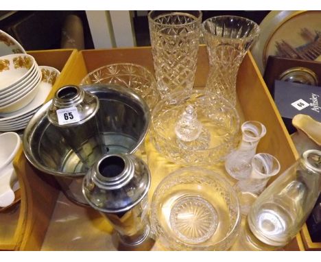 DECO CHROME VASES & PLANTER WITH A SELECTION OF CRYSTAL EST [£10- £20]