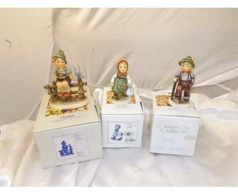 THREE BOXED HUMMEL FIGURES WAYSIDE HARMONY 5" GRANDMAS GIRL 4" & JONGE " OPA- UARTET" EST [£ 60- £80]