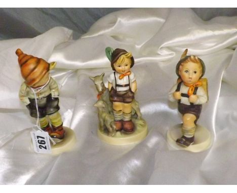 THREE HUMMEL FIGURES MARCH WINDS ,SCHOOL BOY & LITTLE GOAT HERDER est [£15 - £30]