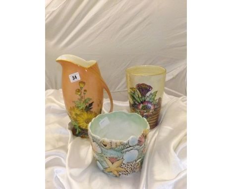 WINTON WATER JUG, KENSINGTON VASE, & BESWICK PLANTER EST [£15-£30]