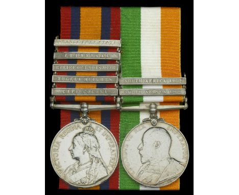 Pair: Private J. M. Thomas, Royal Welsh Fusiliers  Queen’s South Africa 1899-1902, 5 clasps, Cape Colony, Tugela Heights, Rel