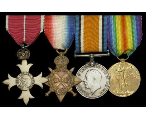 A Great War O.B.E. group of four awarded to Captain A. Smith, King’s Own Royal Royal Lancaster Regiment, who served as Member