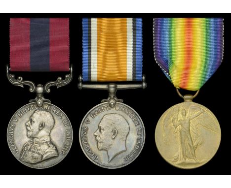 A Great War ‘Western Front’ D.C.M. group of three awarded to Private T. W. Farrand, South Lancashire Regiment  Distinguished 