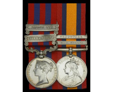 Pair: Private W. Yates, Royal Welsh Fusiliers  India General Service 1854-95, 2 clasps, Burma 1885-7, Hazara 1891, top lugs r