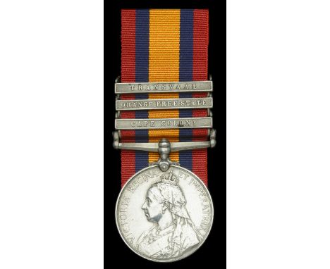 Queen’s South Africa 1899-1902, 3 clasps, Cape Colony, Orange Free State, Transvaal (3821 Pte. P. Evans, R. Welsh Fus:) edge 