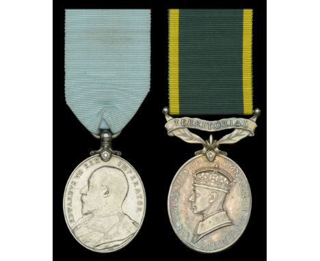 Militia L.S. & G.C., E.VII.R. (4524 Pte. R. Ayers. 4th. Glouc: Regt. Mil.); Efficiency Medal, G.VI.R., 1st issue, Territorial